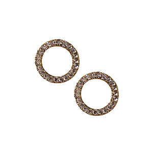 Brinco Pequeno Redondo Vazado com Strass Branco BF1282