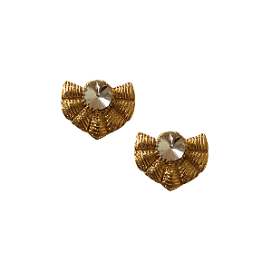 Brinco Pequeno Leque Dourado com Cristal BF1285