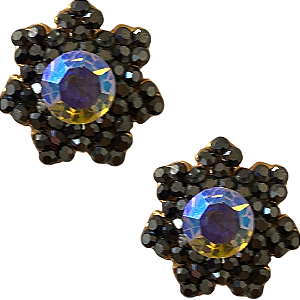 Brinco Flor Pequena Hematite e Furta-cor BF1288