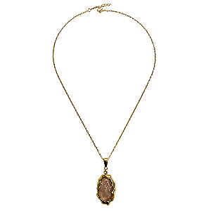 Colar Comprido Dourado com Pingente de Resina Rosê CL784