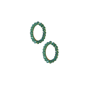 Brinco Pequeno Oval com Strass Verde Opal BF1297