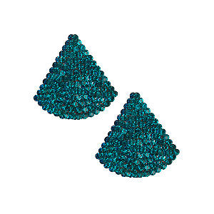 Brinco Grande Triângulo com Strass Turquesa BG2088