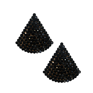 Brinco Grande Triângulo com Strass Preto BG2089