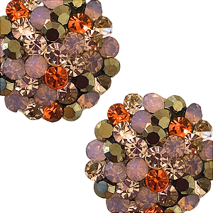 Brinco Pequeno Redondo de Strass Ouro Velho, Rosa Opal, Laranja e Rosê BF1299