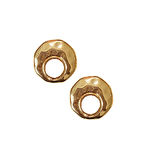 Brinco Pequeno Redondo Orgânico Dourado Vazado BF1302