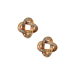 Brinco Pequeno Semijoia Dourado Van Cleef Entrelaçado BF1303