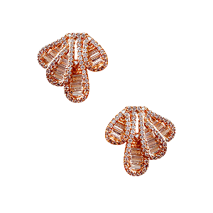 Brinco Pequeno Semijoia Dourado Gotas com Zircônias BF1309