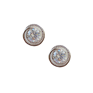 Brinco Pequeno Semijoia Prata Círculos com Pedra de Zircônias BF1312