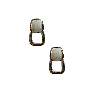 Brinco Médio de Aço Prata Fosco com Quadrado Pendurado BM2108