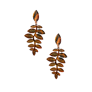Brinco Grande Dourado de Aço Folhas BG2115