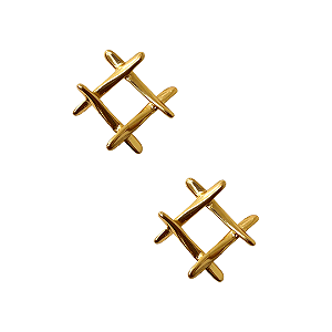 Brinco Médio de Aço Dourado Trama BM2119