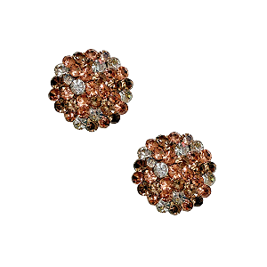 Brinco Pequeno Redondo de Strass Rosê, Cristal e Dourado BF1328