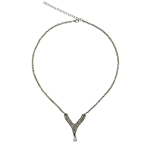 Colar Prata com Pingente de Strass Branco CL809