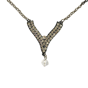 Colar Prata com Pingente de Strass Branco