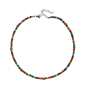 Choker Gargantilha de Cristais Coloridos e Hematita Dourada