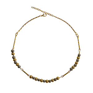 Colar Bolas Prata com Dourado CL813