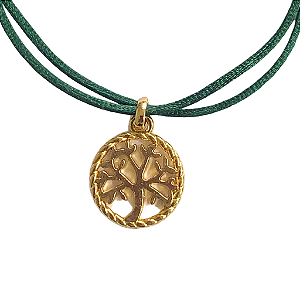 Pulseira Verde Esmeralda com Pingente de Árvore da Vida