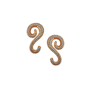 Brinco Médio Arabesco Dourado com Zircônias BM2142