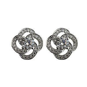 Brinco Pequeno Catavento Prata com Zircônias BF1347