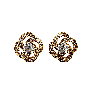 Brinco Pequeno Catavento Dourado com Zircônias BF1346