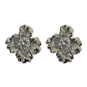 Brinco Médio Flor Prata com Zircônia BM2149
