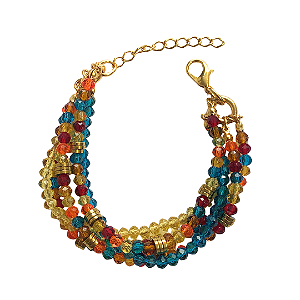 Pulseira de 5 Voltas de Cristais Coloridos com Hematita Dourada 836P