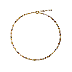 Choker de Cristais Caramelo, Amarelo Candy, Roxo, e Rosa Claro CL820