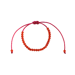 Pulseira Fio de Seda Rosa Pink com Cristais Laranja 841P