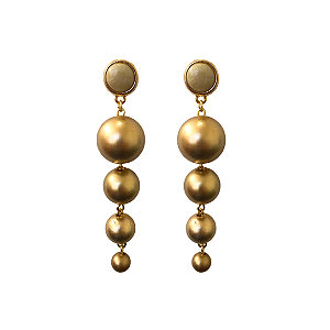 Brinco Grande Pendurado Esferas Douradas Foscas BG2170