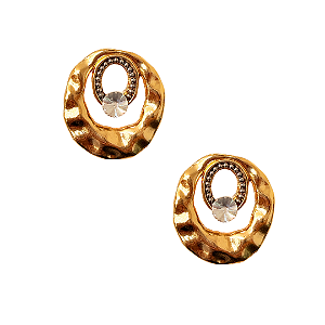 Brinco Médio Oval Organico Dourado e Prata BM2172