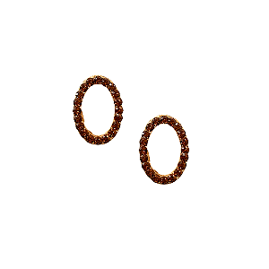 Brinco Pequeno Oval de Strass Marrom BF1381