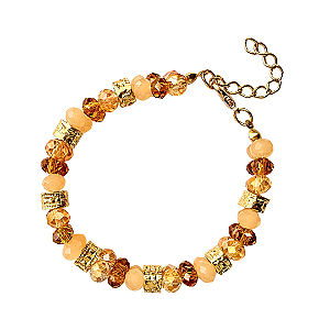 Pulseira Candy Laranja Caramelo Dourado Feminina