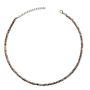 Colar Choker Feminina Cinza Boreal com Cristais Delicados