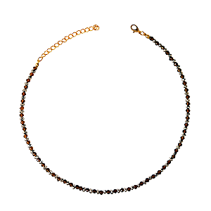 Choker de Cristais Marrom e Hematite Feminina Delicada