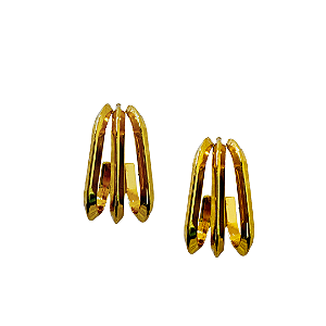 Argola Média Tripla de Aço Dourado  BM2207