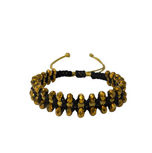 Pulseira de Macramê com Cristais Dourados Ajustável