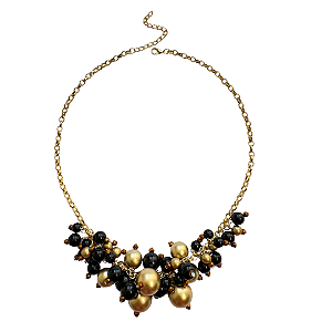 Colar Dourado de Esferas Douradas e Pretas CL875