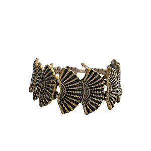 Pulseira Ajustável com Pingente Leque Ouro Velho 911P