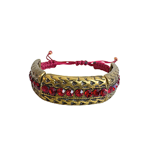 Bracelete Ajustável Marsala com Pingente Ouro Velho 913P