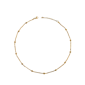 Colar de Aço com Bolinhas Douradas CL894