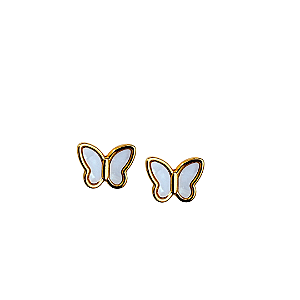 Brinco de Borboleta em Aço Dourado com Madrepérola BF1394
