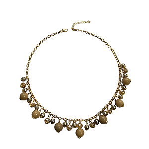 Colar Dourado de Bolas com Pingente Árvore da Vida  CL895