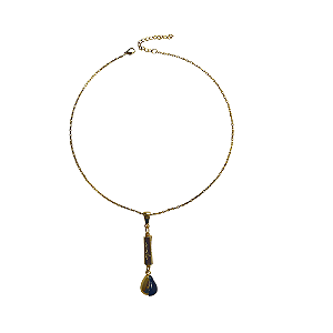 Colar Dourado Virtudes com Gota Preta e Dourado CL899