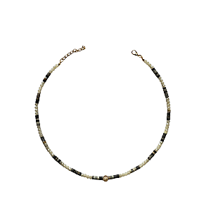 Choker de Pedras Naturais e Cristais Branco Leitoso CL898