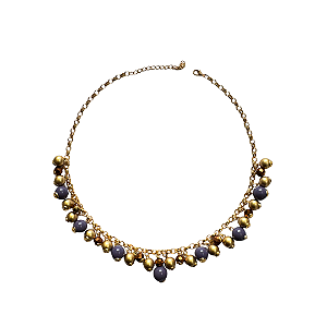 Colar de Esferas Douradas Roxo e Cobre CL900