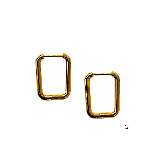 Argola Grande Retangular em Aço Dourado