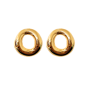 Brinco Médio Redondo Vazado de Aço Dourado