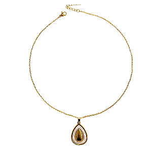 Colar Dourado com Pingente Gota de Madrepérola