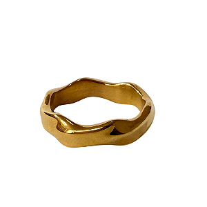 Anel de Aço Fino Dourado
