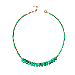 Colar de Resina Verde-Água Rajada com Turquesa e Hematita